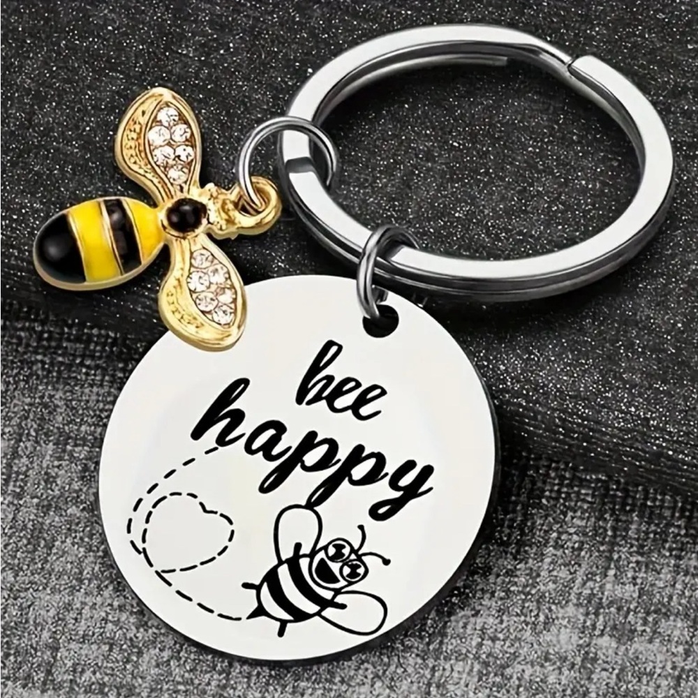 Bee Happy Keychain
